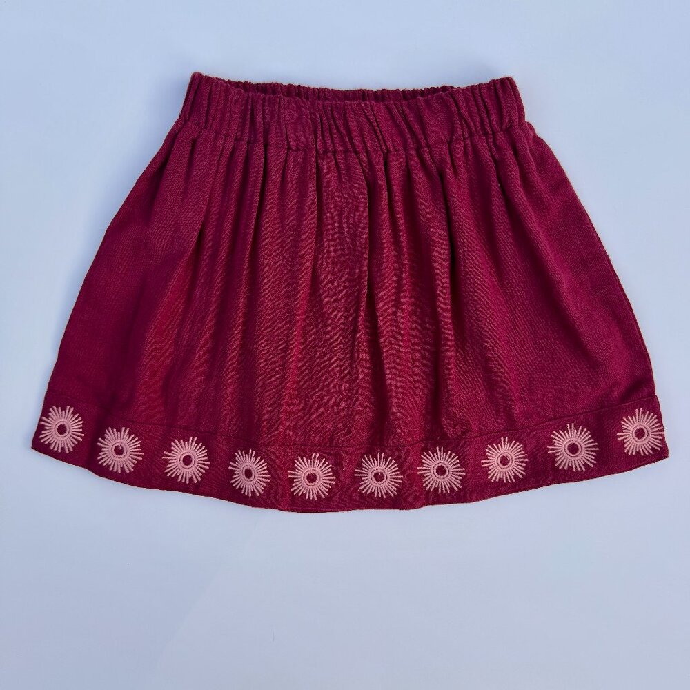 Kate Quinn Embroidered Sun Hem Skirt – Cranberry, 2T | NWT (new with tags)